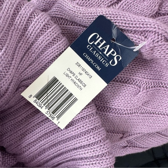 Chaps Classics Pullover Sweater Top Solid Light Purple Lavender Cable Knit - Picture 5 of 6